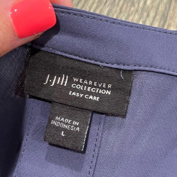 NWOT J. Jill Wearever Easy-Care Split-Neck Tunic Top Long Sleeve Purple Dusk L - Picture 2 of 5